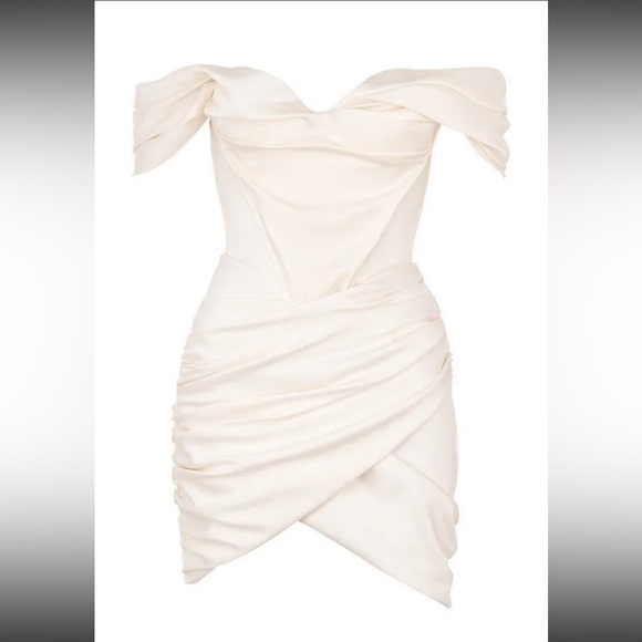 HOUSE OF CB 'Coraline' Ivory Satin Corset Dress - Picture 11 of 16